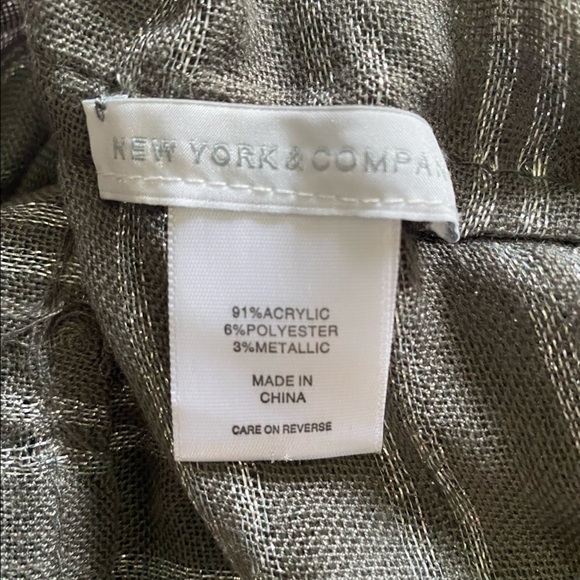 New York & Company Striped Lurex Infinity Scarf Grey - Picture 2 of 2